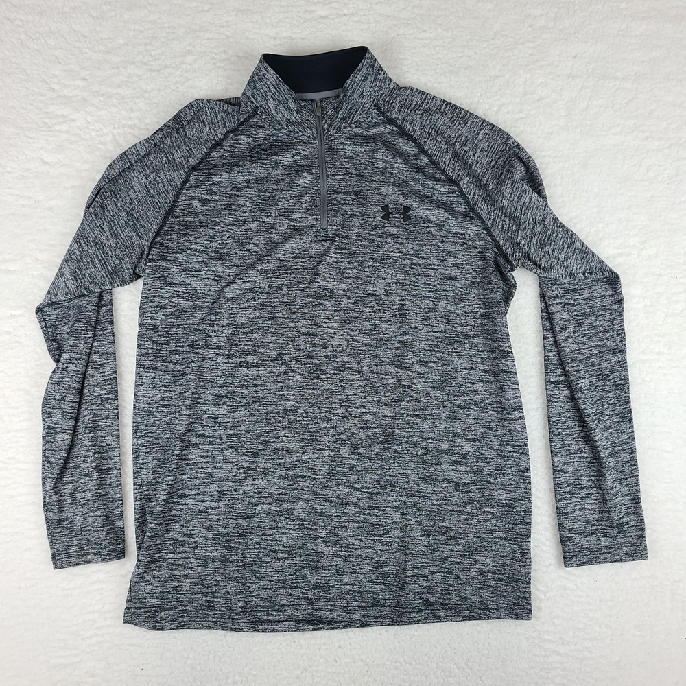Under Armour Sweater Mens Medium Black Gray Heathered Loose Heatgear Performance